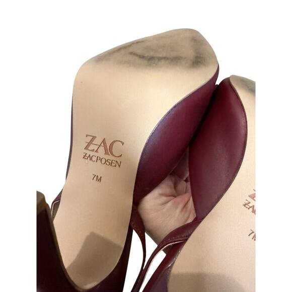Zac Posen Nena Maroon Red Pointed Toe Stiletto Heel Slingback Pumps Size 7 - Picture 6 of 11